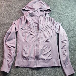 Cali Sport Hoodie Full Zip Lightweight Laser Cut Detail Lavender Womens Small